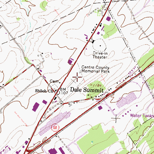 Topographic Map of Centre County Memorial Park, PA