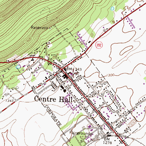 Topographic Map of Centre Hall, PA