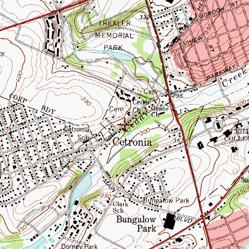 Topographic Map of Cetronia, PA