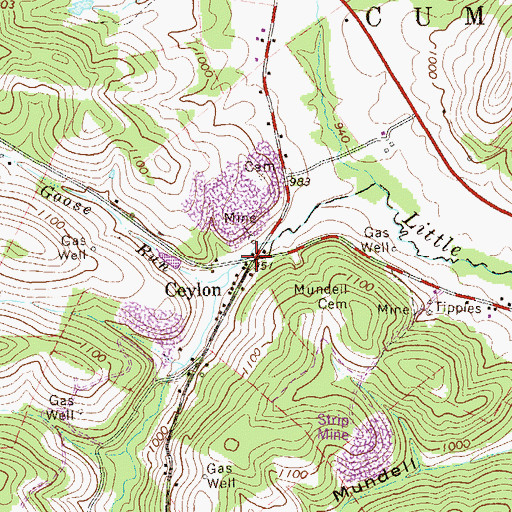 Topographic Map of Ceylon, PA