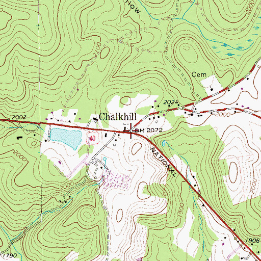 Topographic Map of Chalkhill, PA