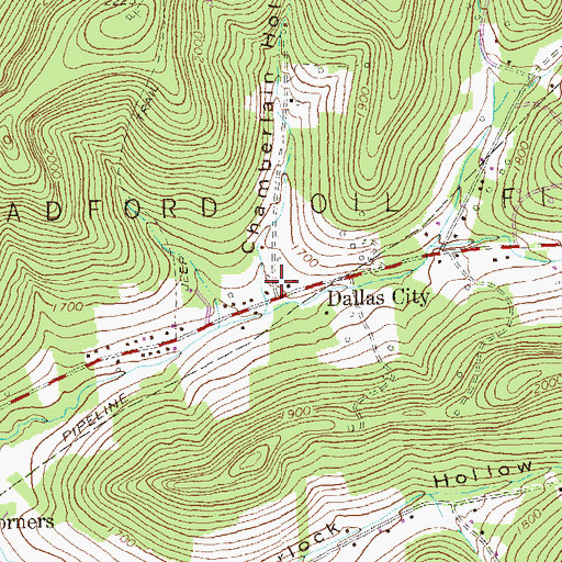 Topographic Map of Chamberlain Hollow, PA