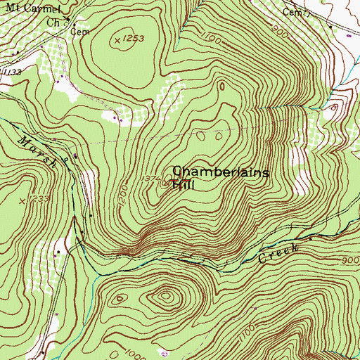 Topographic Map of Chamberlains Hill, PA