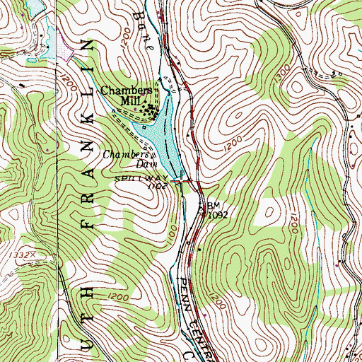 Topographic Map of Chambers Dam, PA