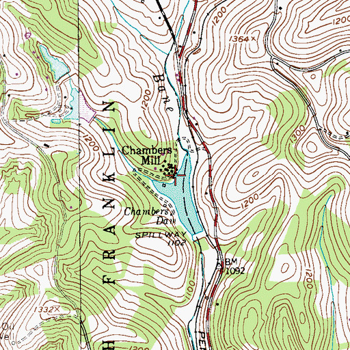 Topographic Map of Chambers Mill, PA