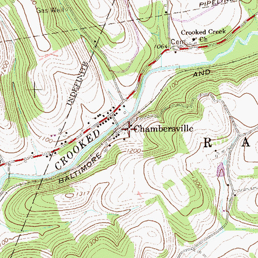 Topographic Map of Chambersville, PA
