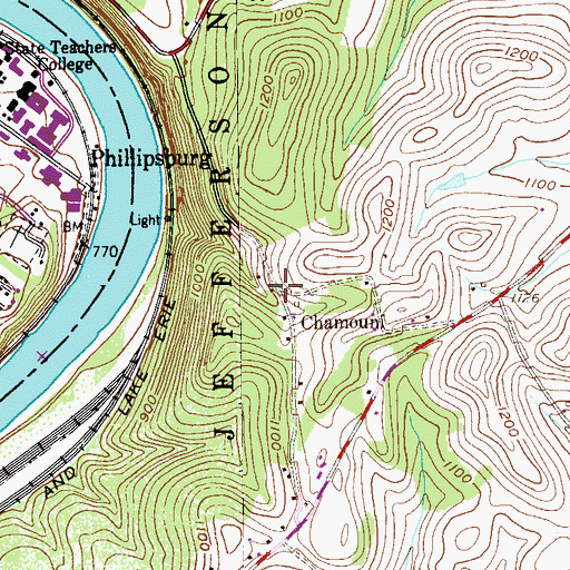 Topographic Map of Chamouni, PA