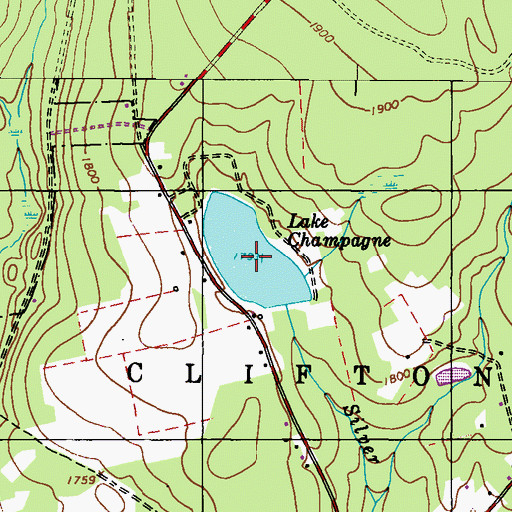 Topographic Map of Lake Champagne, PA