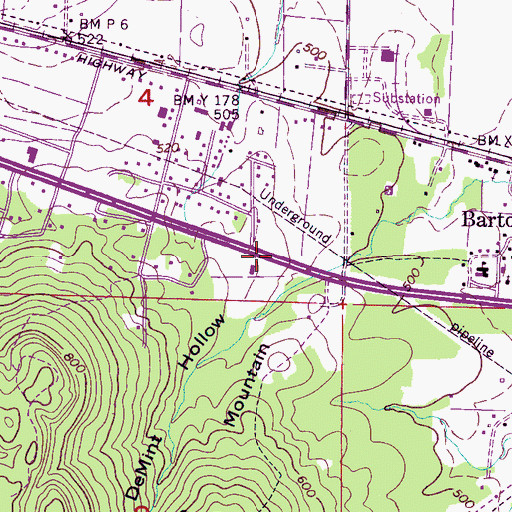 Topographic Map of DeMint Hollow, AL