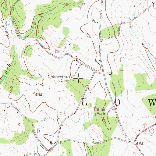 Topographic Map of Chanceford Cemetery, PA