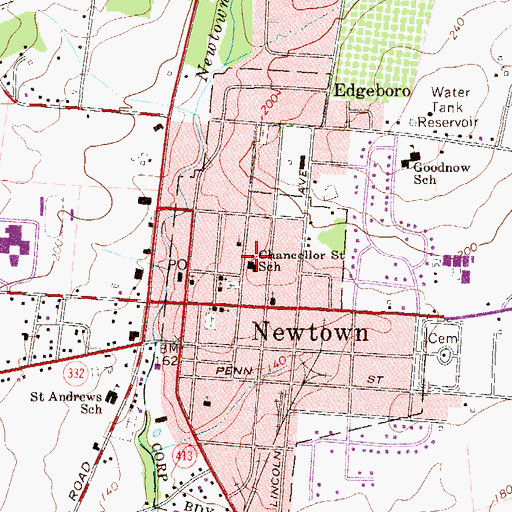 Topographic Map of Chancellor Street School, PA