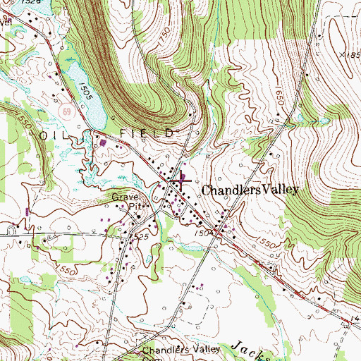 Topographic Map of Chandlers Valley, PA