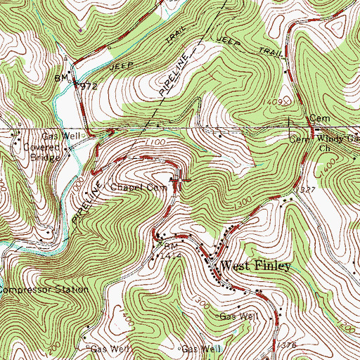 Topographic Map of Chapel Cemetery, PA