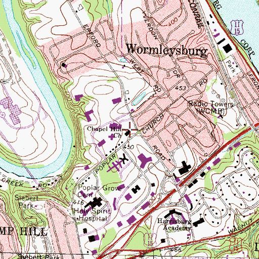 Topographic Map of Chapel Hill Church, PA