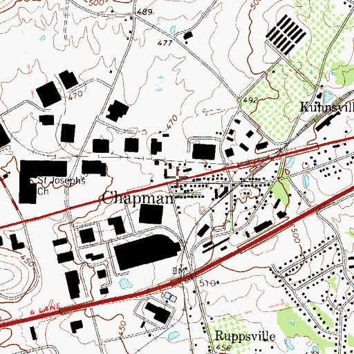 Topographic Map of Chapman, PA