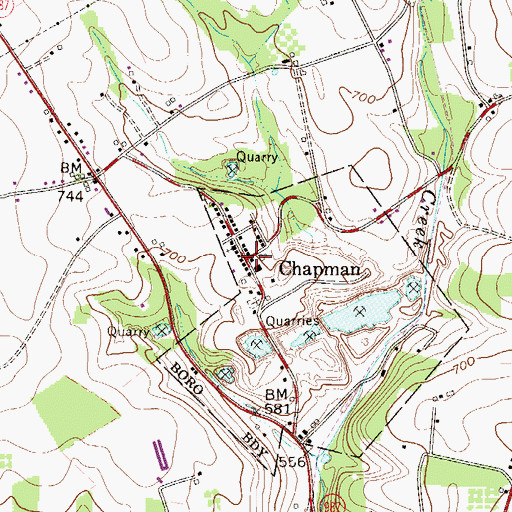 Topographic Map of Chapman, PA