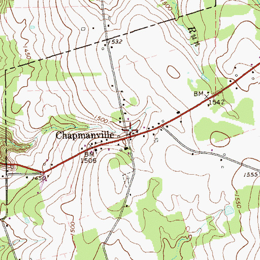 Topographic Map of Chapmanville, PA