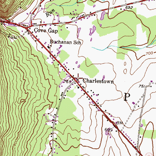 Topographic Map of Charlestown, PA