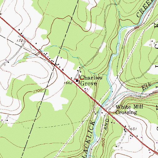 Topographic Map of Charlies Grove, PA