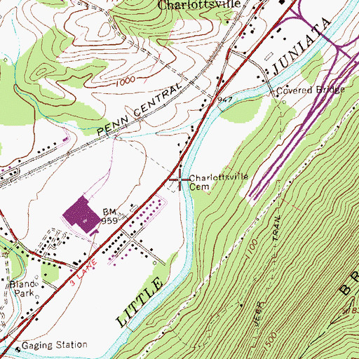 Topographic Map of Charlottsville Cemetery, PA