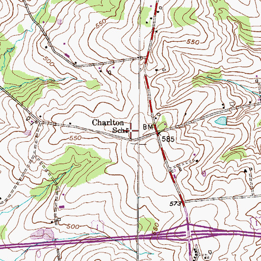 Topographic Map of Charlton School, PA
