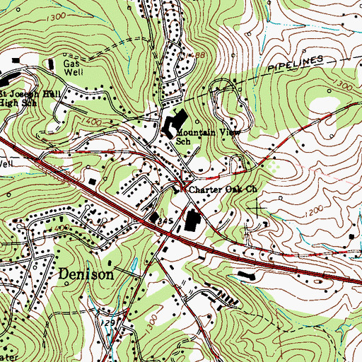 Topographic Map of Charter Oak Church, PA