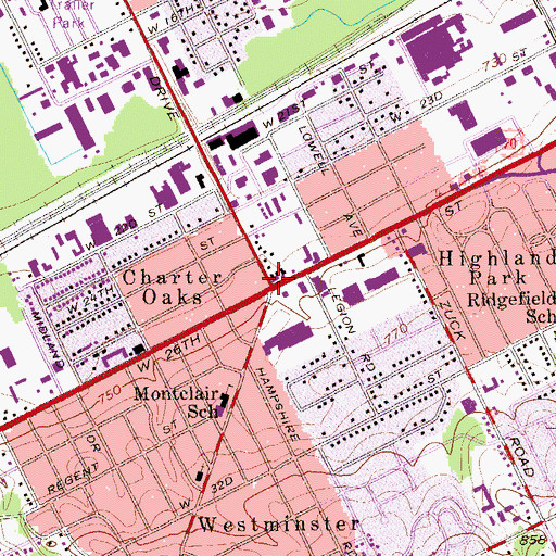 Topographic Map of Charter Oaks, PA
