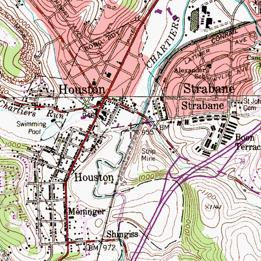 Topographic Map of Chartiers Run, PA