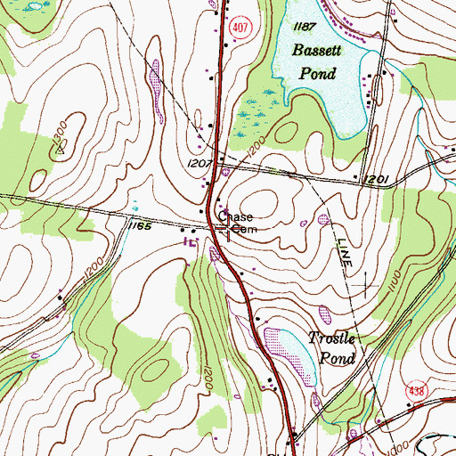 Topographic Map of Chase Cemetery, PA