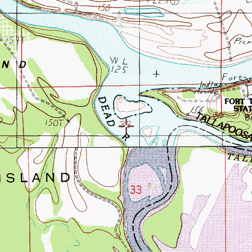 Topographic Map of Dead River, AL