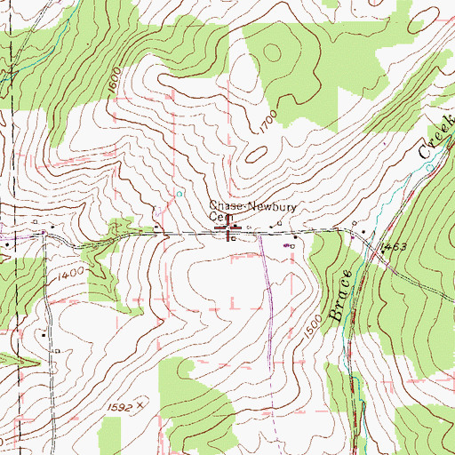 Topographic Map of Chase - Newbury Cemetery, PA
