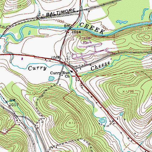 Topographic Map of Cheese Run, PA