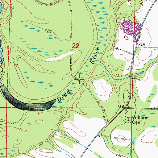 Topographic Map of Dead River, AL