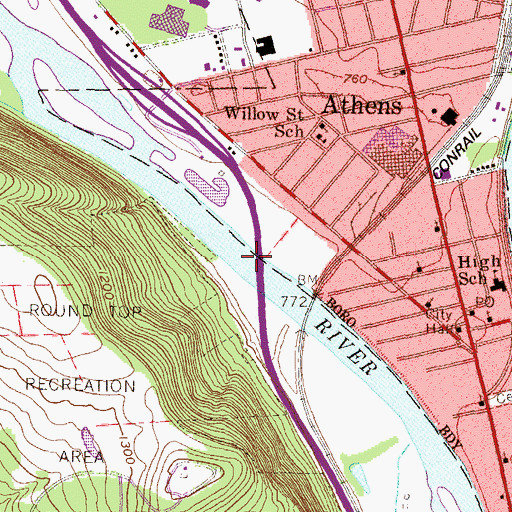 Topographic Map of Chemung Valley, PA