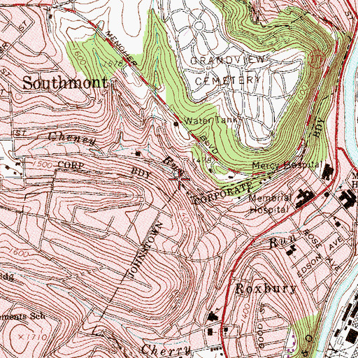 Topographic Map of Cheney Run, PA