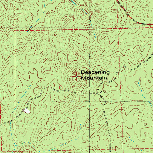 Topographic Map of Deadening Mountain, AL