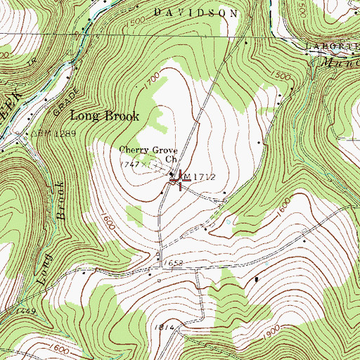 Topographic Map of Cherry Grove Church, PA