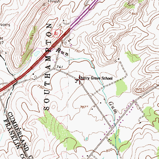 Topographic Map of Cherry Grove School, PA