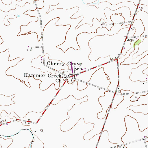 Topographic Map of Cherry Grove School, PA