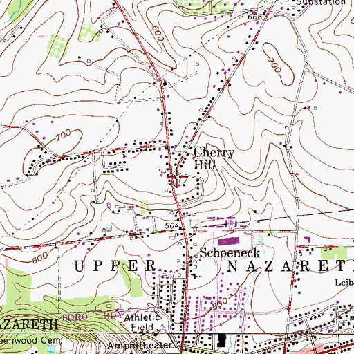 Topographic Map of Cherry Hill, PA