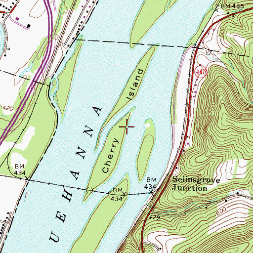 Topographic Map of Cherry Island, PA