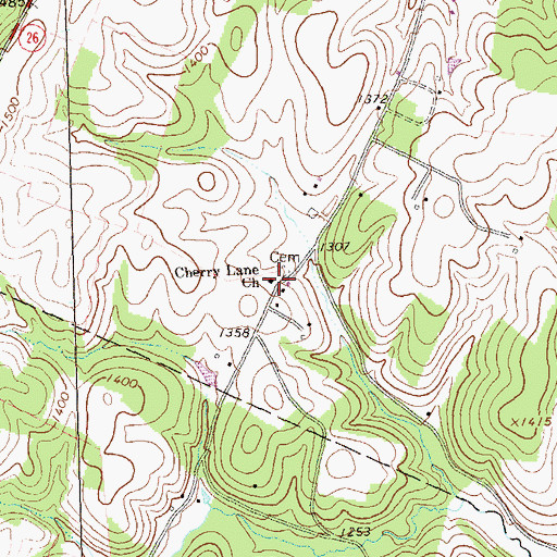 Topographic Map of Cherry Lane Church, PA