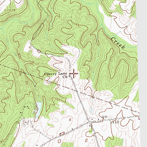 Topographic Map of Cherry Lane Church, PA
