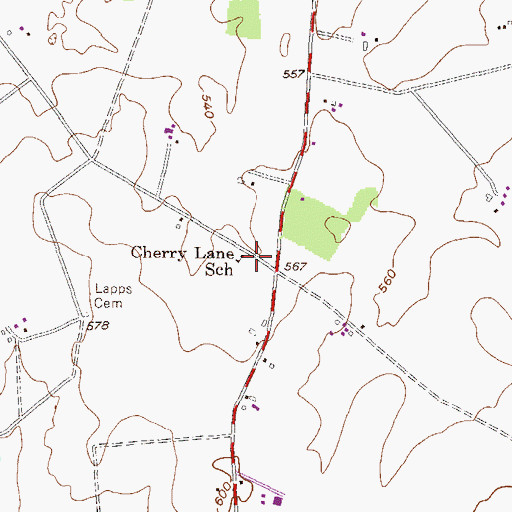 Topographic Map of Cherry Lane School, PA