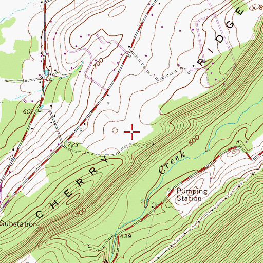 Topographic Map of Cherry Ridge, PA