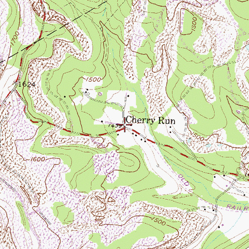 Topographic Map of Cherry Run, PA