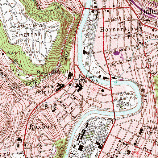 Topographic Map of Cherry Run, PA