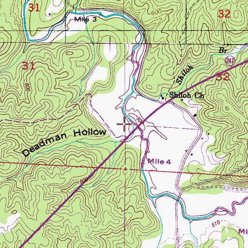 Topographic Map of Deadman Hollow, AL