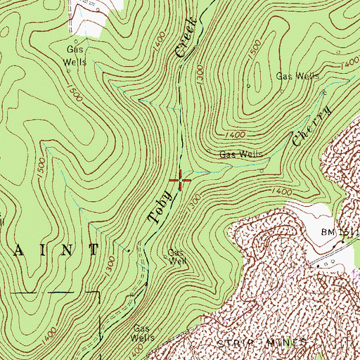 Topographic Map of Cherry Run, PA