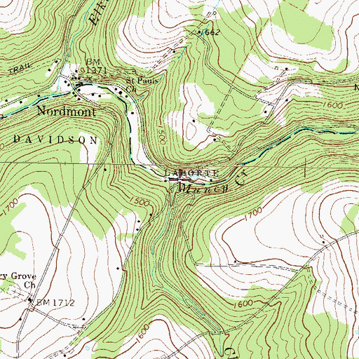 Topographic Map of Cherry Run, PA